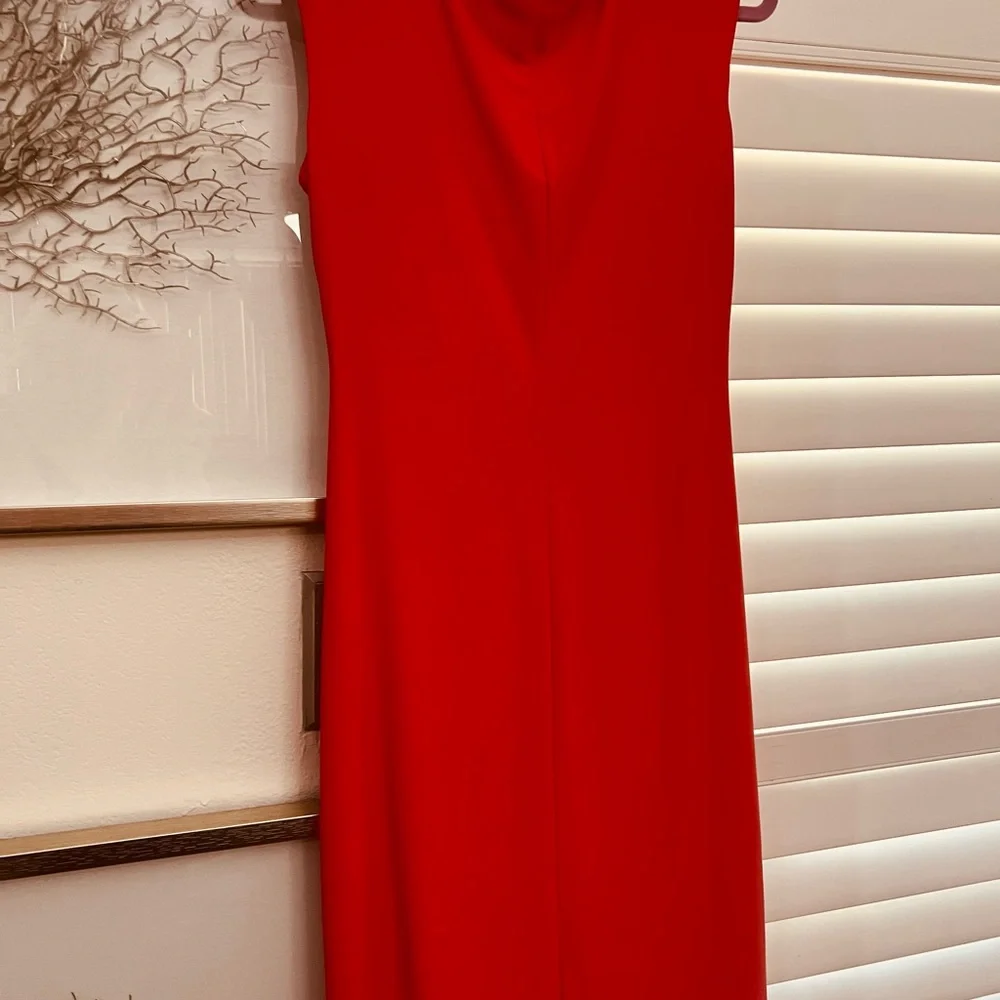 Elegant Bright Coral Sleeveless Dress Ralph Lauren, Size 12 - Picture 3 of 4